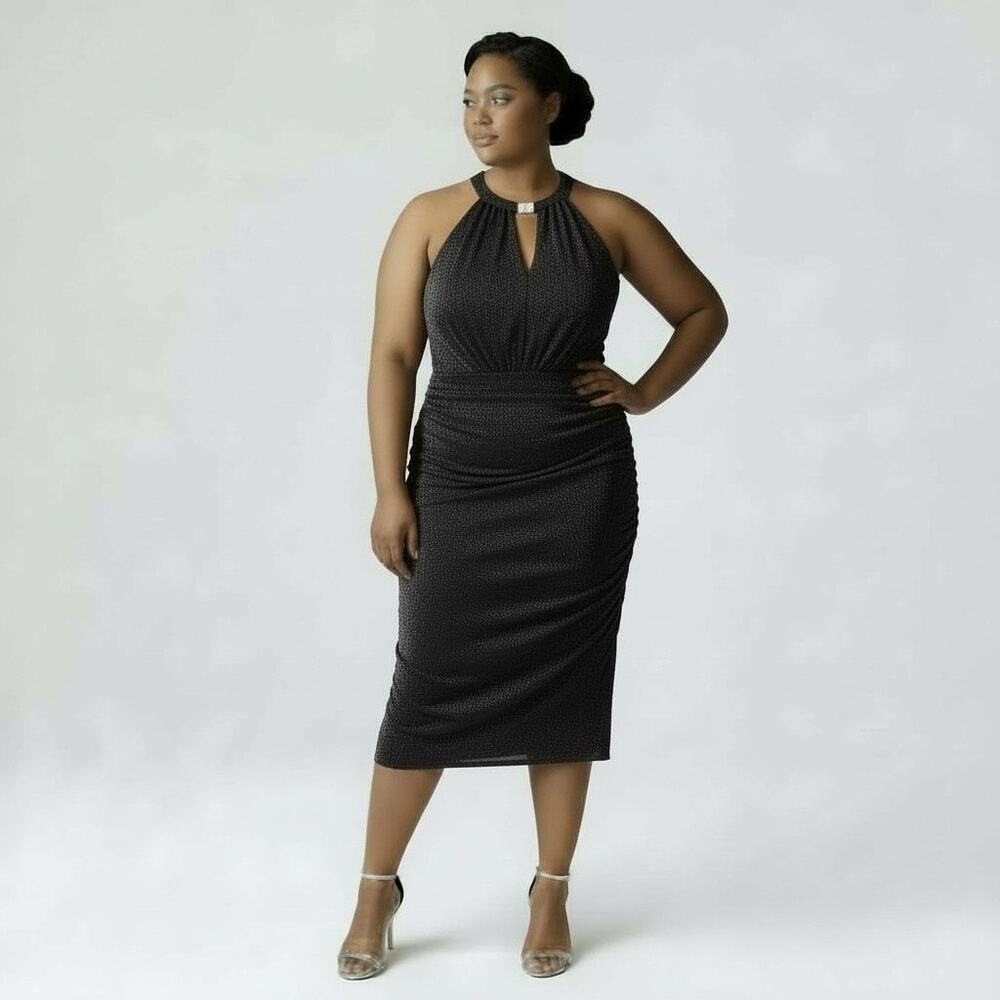 Betsy & Adam Special Occasion Sleeveless Sheath Dress Charcoal Gray Plus Size 16